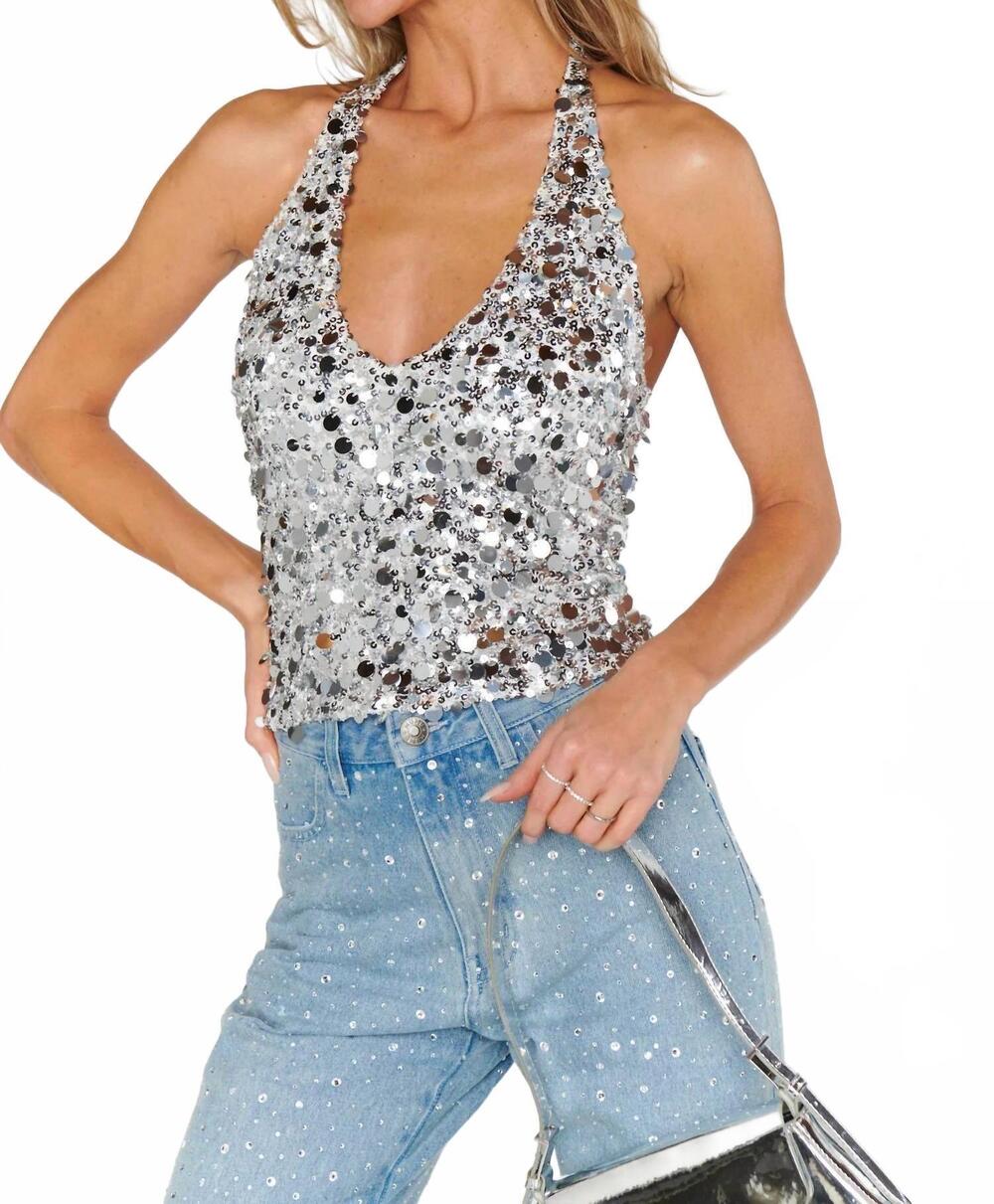 NEW SHOW ME YOUR MUMU all that top in silver metallic